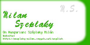 milan szeplaky business card