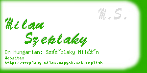 milan szeplaky business card